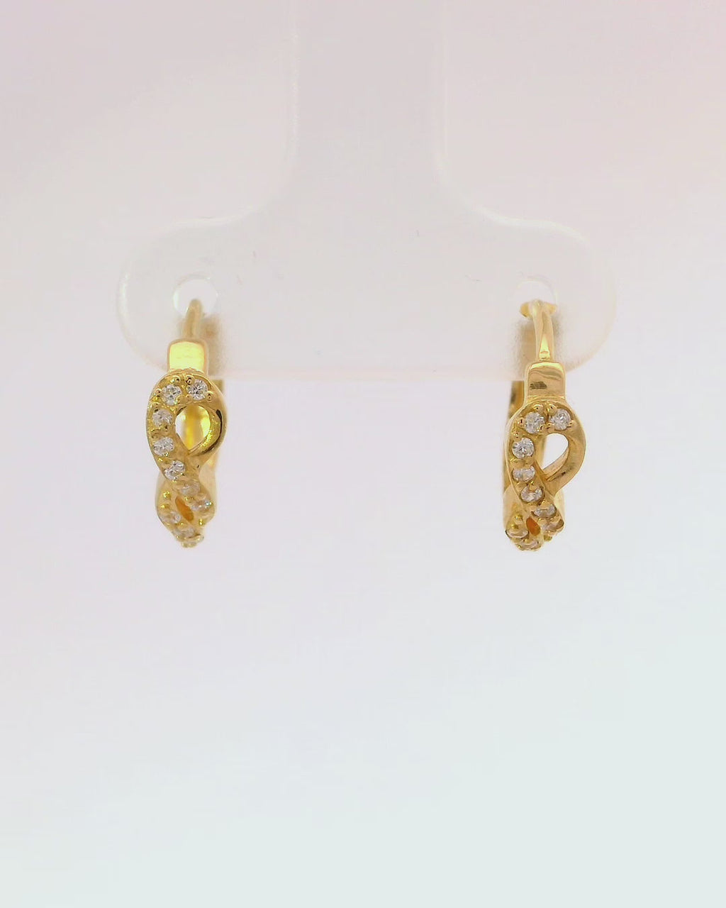 Argollas infinito de oro amarillo 18k ley tipo Huggies 1,25 mm