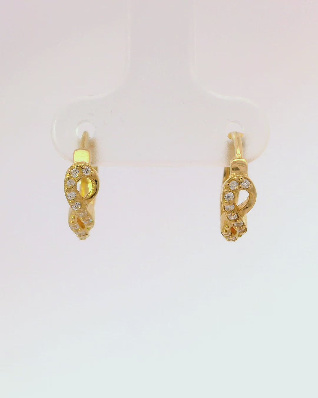 Argollas infinito de oro amarillo 18k ley tipo Huggies 1,25 mm