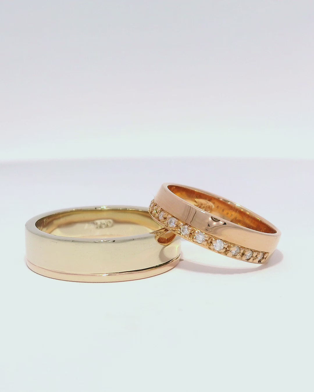 Bandas de matrimonio en oro blanco y rosa 18k