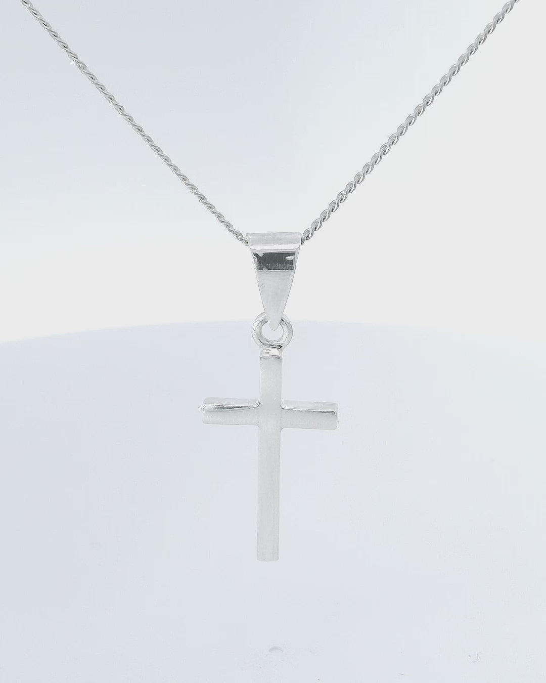 Collar de cruz con Plata elegante con cadena barbada