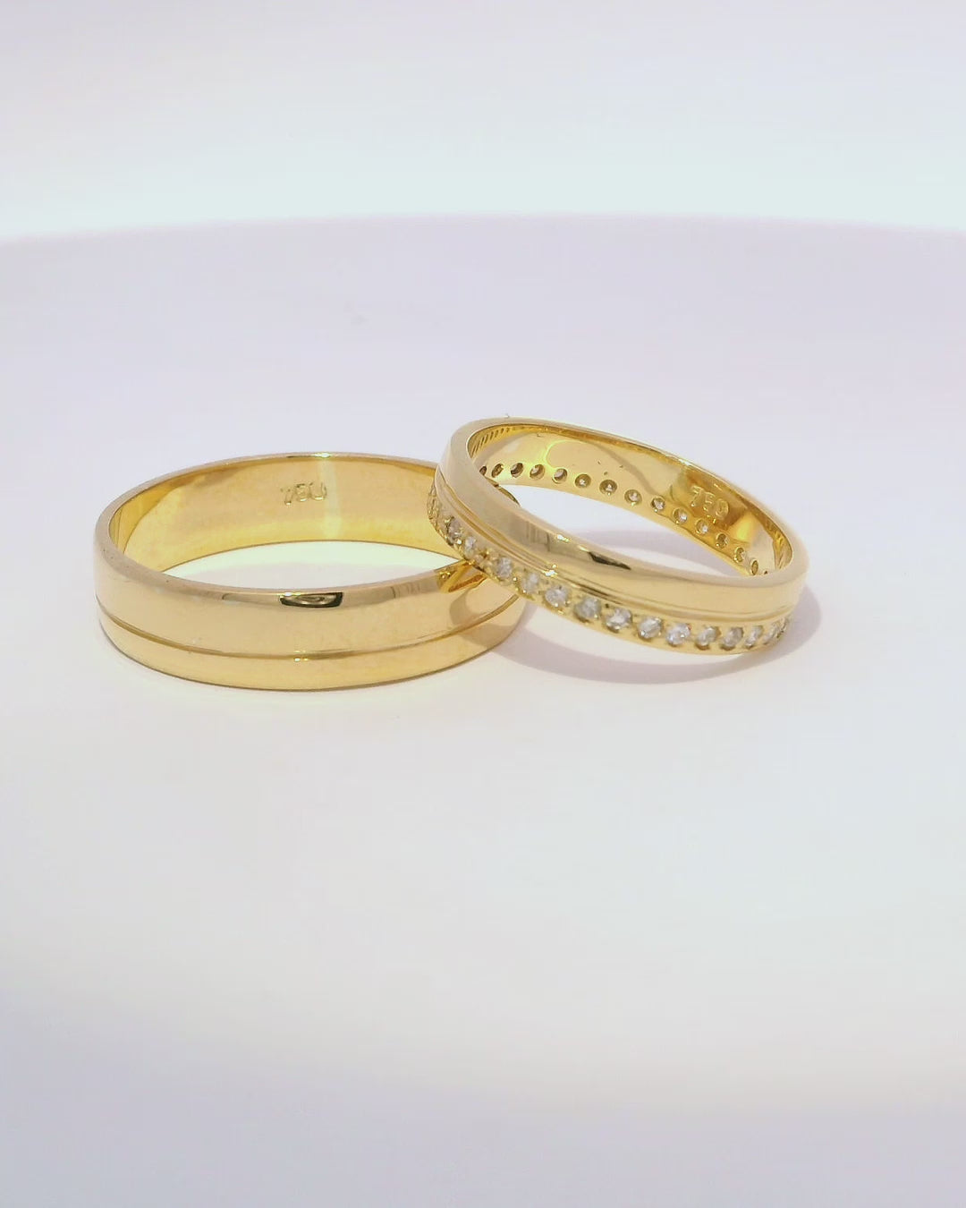 Anillos de boda 18k con diamantes